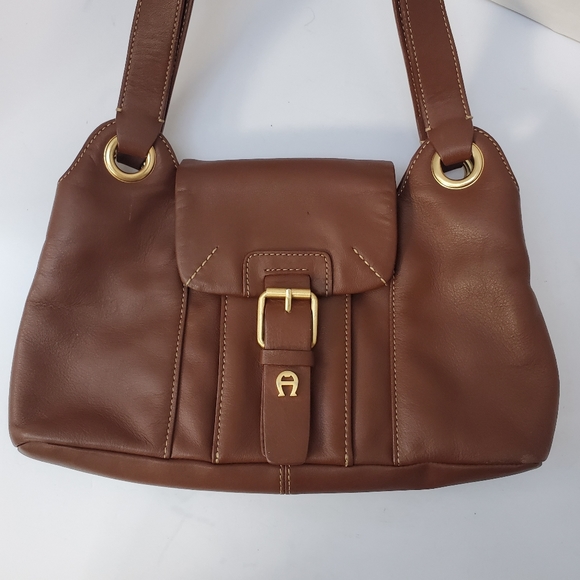 100% Leather ETIENNE Aigner Purse Bag Short Shoulder Handle Lots of Pockets! - Picture 11 of 11